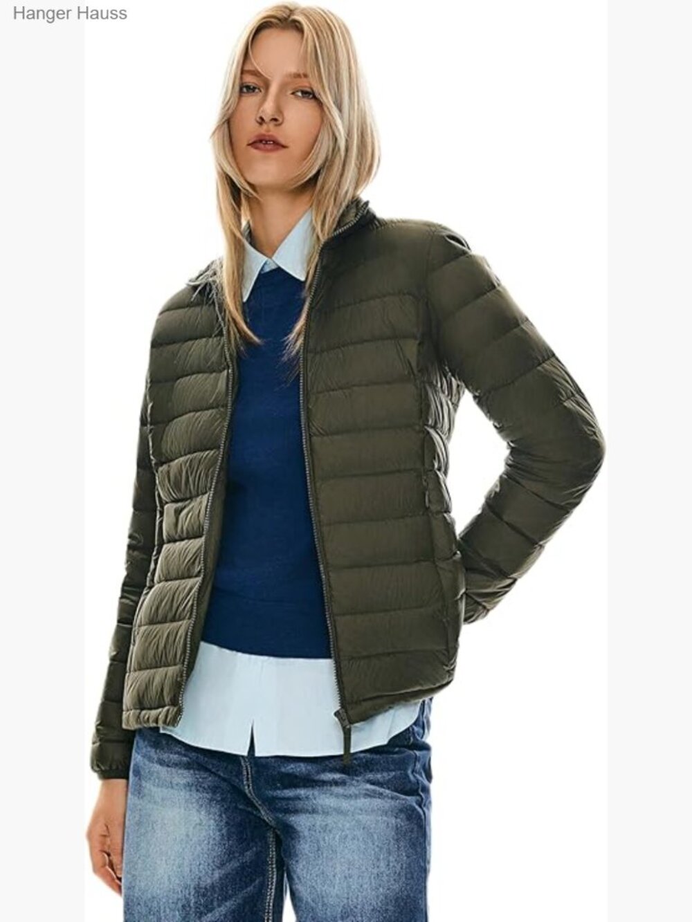 Lightweight Packable Down Puffer Coat with Stand Collar